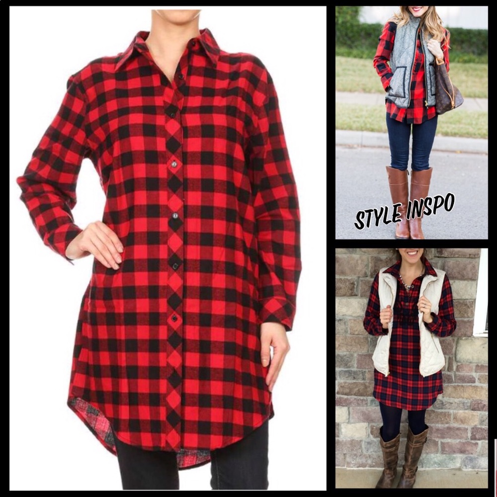 Buffalo Plaid Tunic/Duster/Dress - Picture 2 of 4